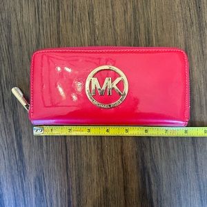 COPY - Michael Kors Patent Leather Zipper Wallet - Hot Pink